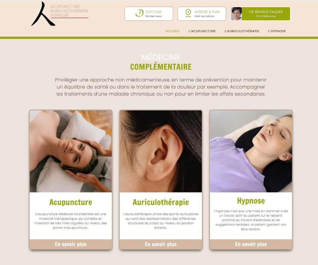 Refonte de site vitrine pour un cabinet de médecine complémentaire, réalisé par 2lweb