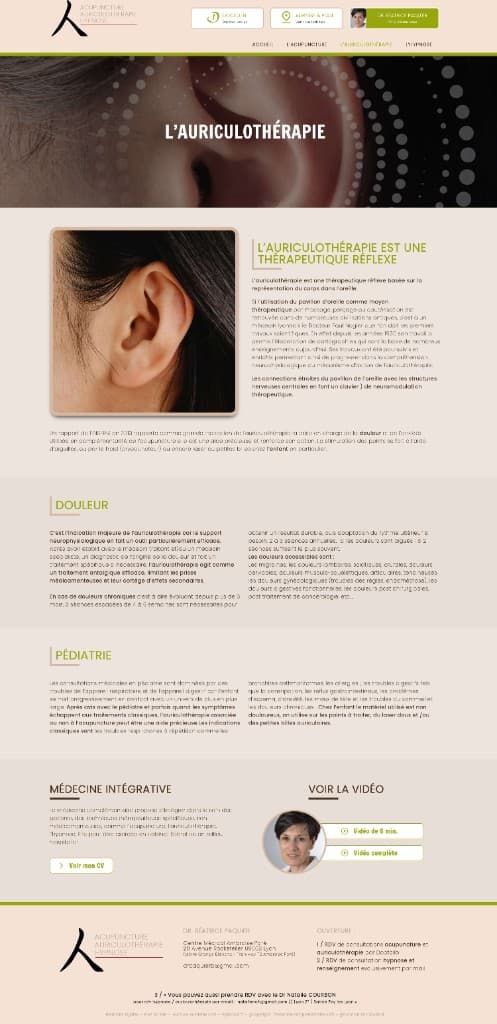 Création de site template auriculothérapie