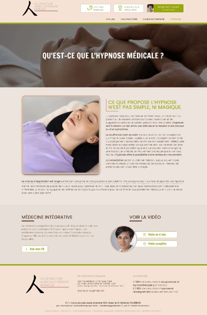 Création de site template hypnose